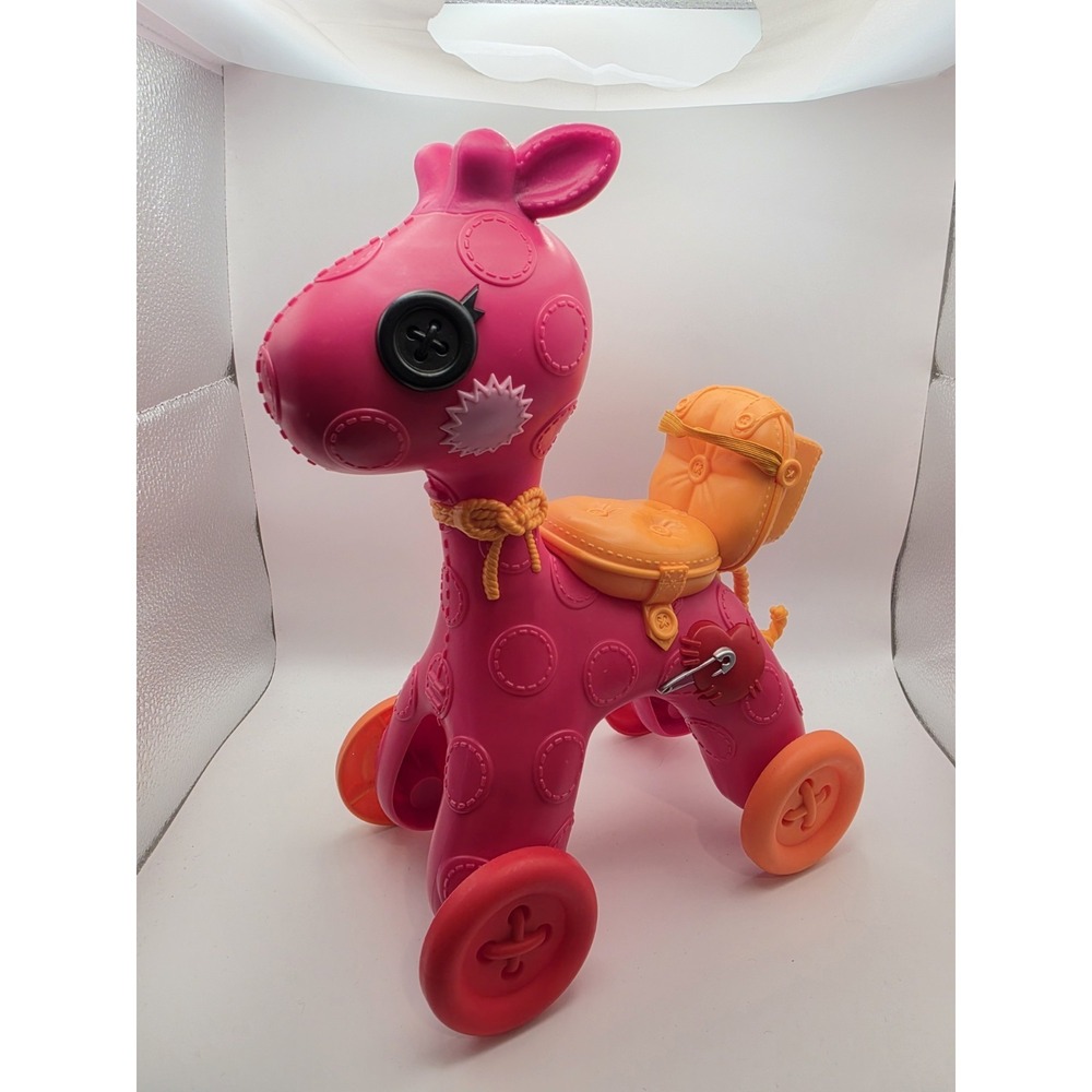 Vintage LALALOOPSY RIDE‎ ON GIRAFFE with Seatbelt Belt RED w/ PINK SEAT